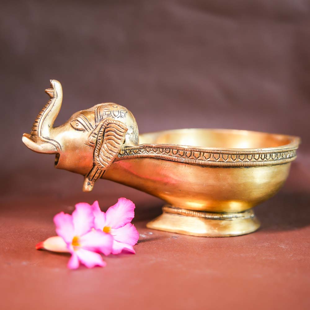  Handcrafted Brass Elephant Design Urli Bowl