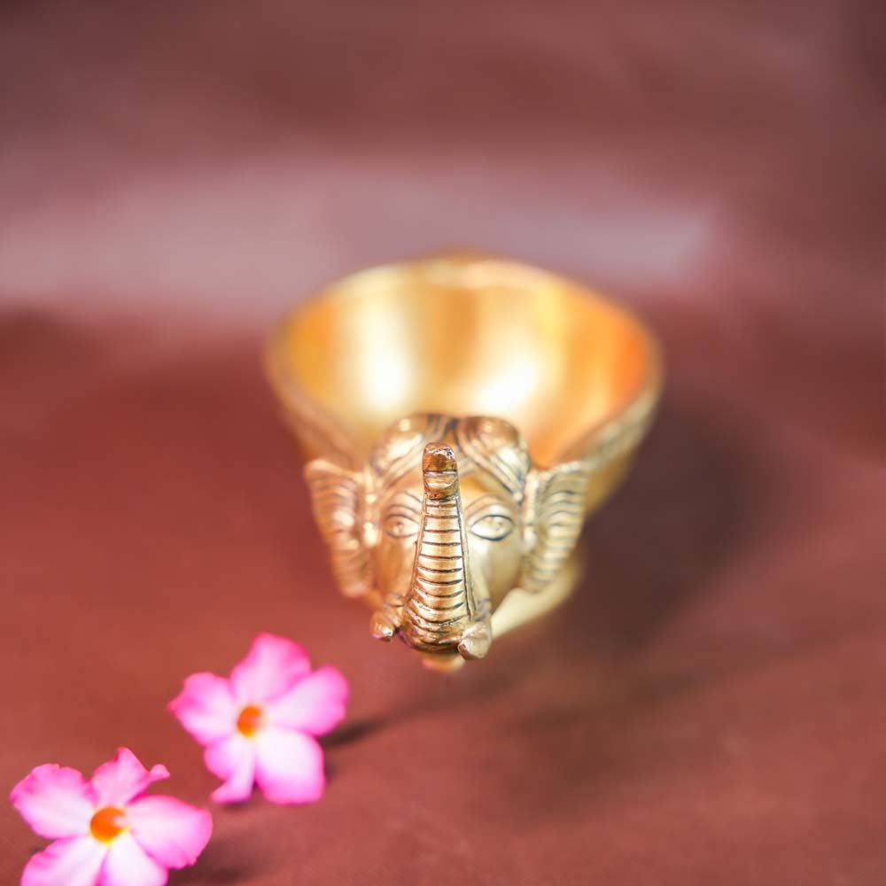  Handcrafted Brass Elephant Design Urli Bowl