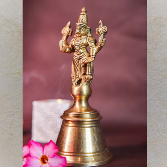 Handcrafted Brass Vishnu Idol Bell - Traditional Indian Ritual & Decor Piece