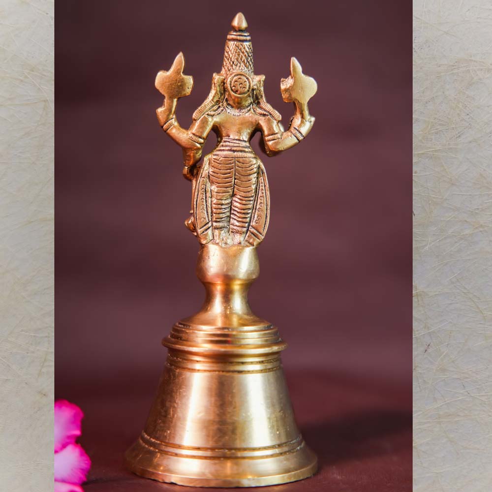 Handcrafted Brass Vishnu Idol Bell - Traditional Indian Ritual & Decor Piece