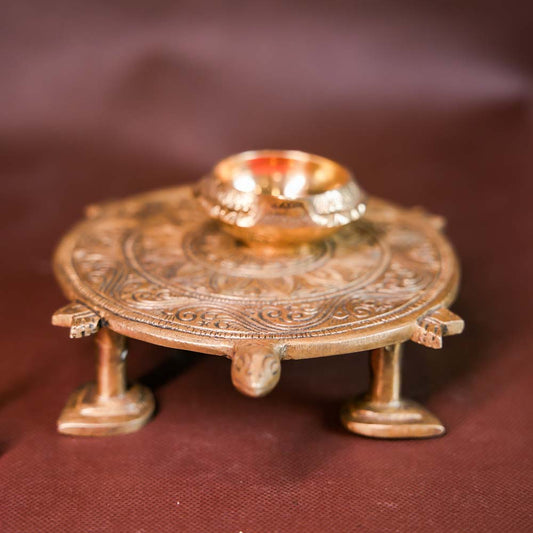 Handcrafted Brass Tortoise Chowki - Traditional Indian Spiritual & Decor Artifact
