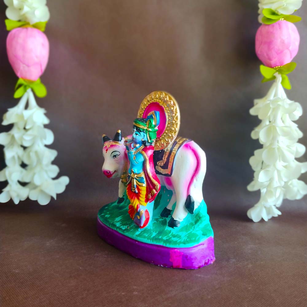 Navaratri Clay Golu Doll Cow Krishna