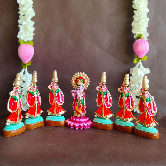 Krishna With Gopikas Navaratri Clay Golu Doll