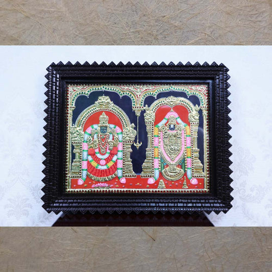 Balaji Padmavathy Perumal Thaayar .Couple For Prosperity .Handmade Tanjore Painting