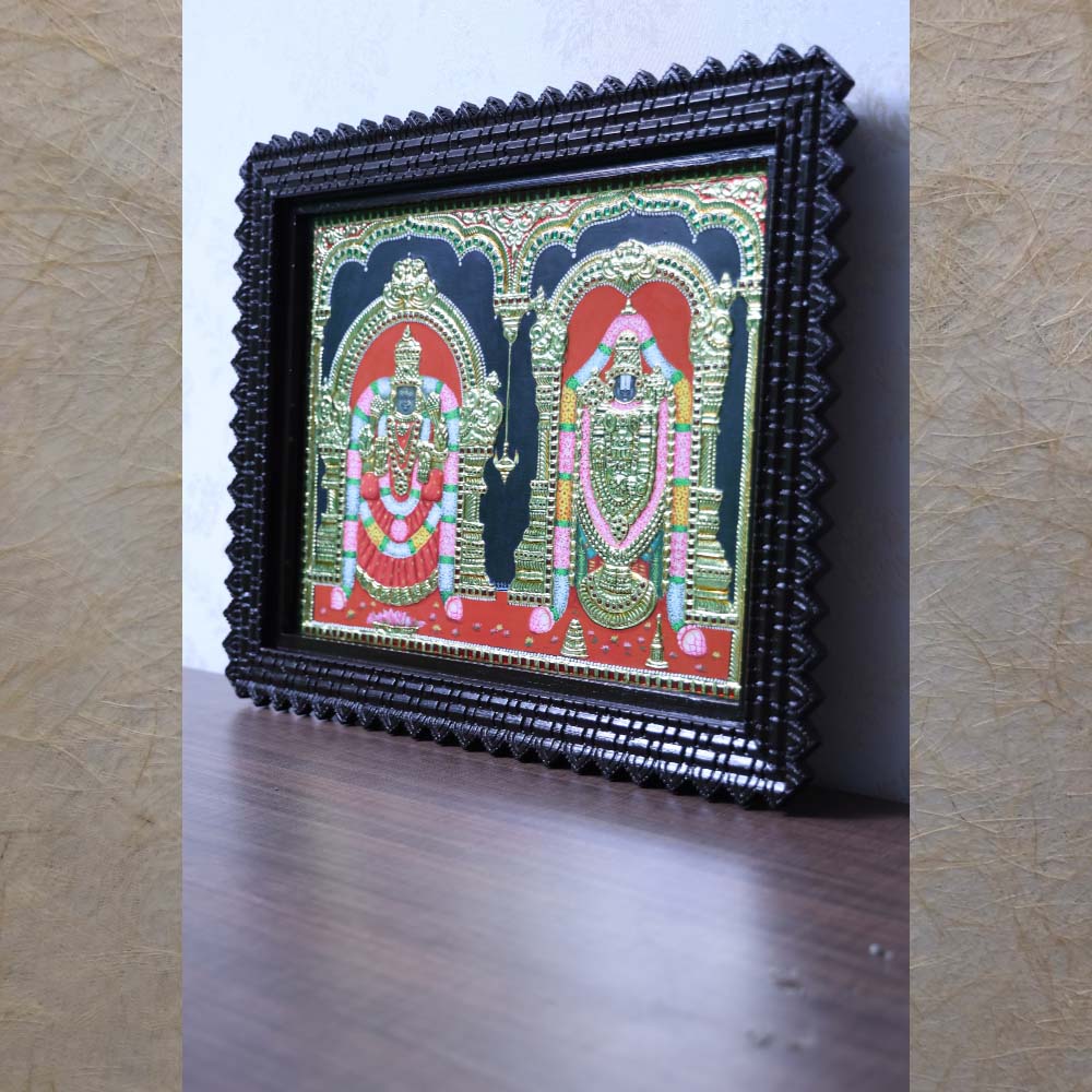 Balaji Padmavathy Perumal Thaayar .Couple For Prosperity .Handmade Tanjore Painting