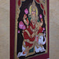 Lakshmi : Geja (Elephant) Lakshmi Goddess Of Prosperity And Abundance .Handmade Tanjore Style Gold Painting . Set In Beautiful Chettinad Style Frame