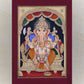 Ganesha : Simha Ganesha Handmande Tanjore Style Gold Painting.Set In Beautiful Chettinad Style Frame