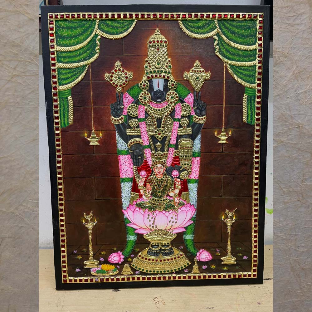Balaji Lakshmi Handcrafted 3D Tanjore-Style Painting