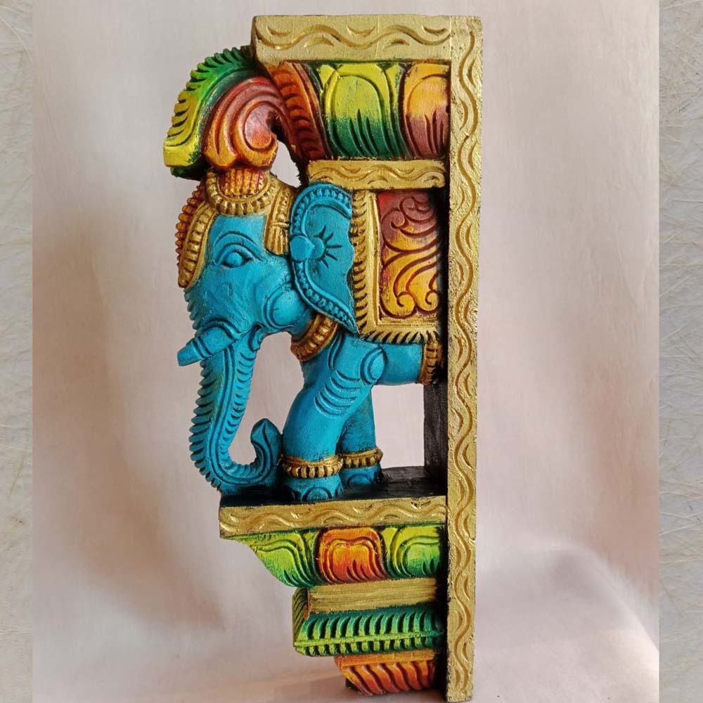 Colorful Handcrafted Elephant Wall Brackets Set Of 2