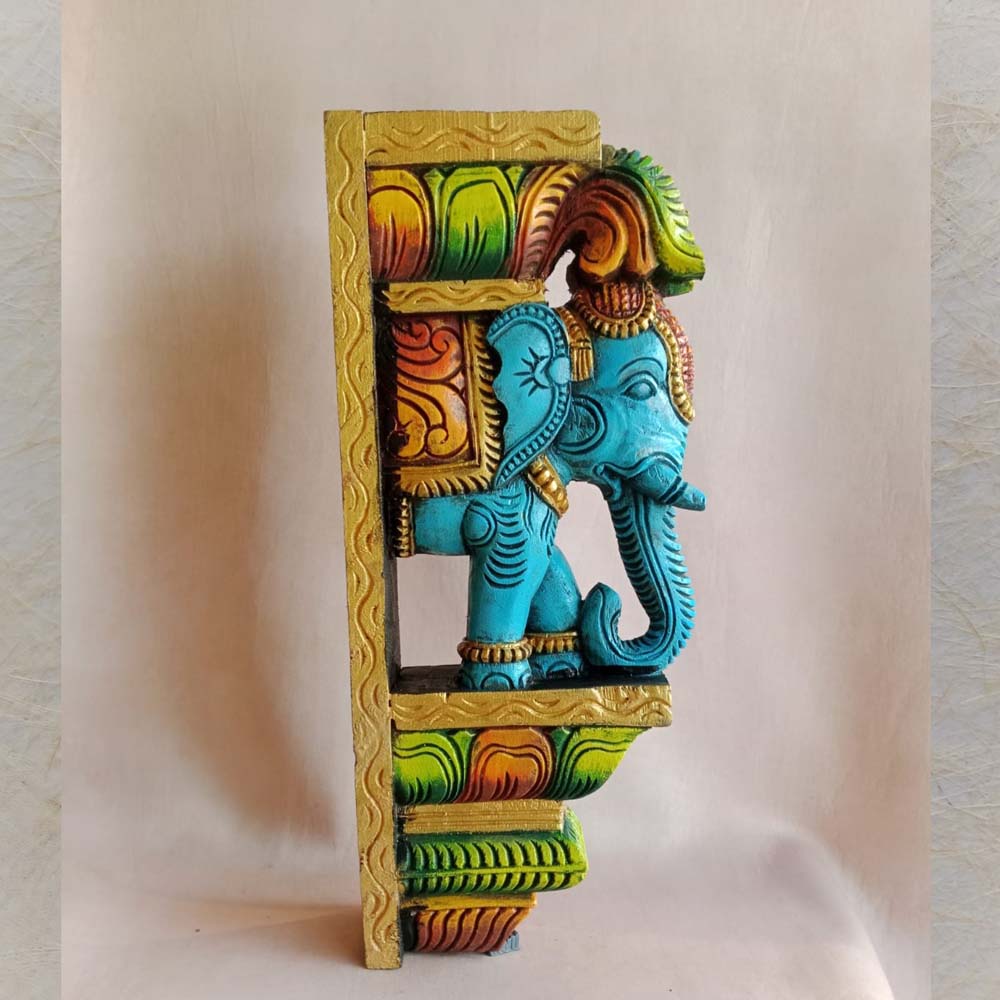 Colorful Handcrafted Elephant Wall Brackets Set Of 2