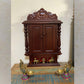 Ethnic Wooden Pooja Mandapam With Framed Lakshmi Artwork