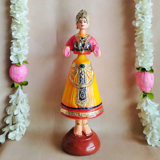 Handcrafted Rani Dancing Doll - Traditional Indian Dance Figurine For Home And Temple Decor