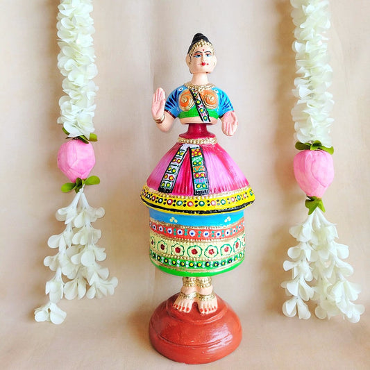 Handcrafted Manipuri Dance Doll - Traditional Indian Dance Figurine For Home And Temple Decor