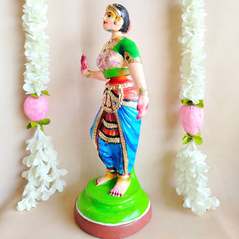 Handcrafted Bharatanatyam Standing Doll - Traditional Indian Dance Figurine For Home And Temple Decor