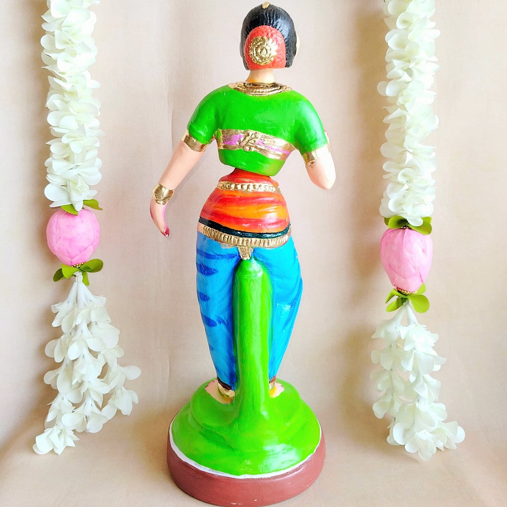 Handcrafted Bharatanatyam Standing Doll - Traditional Indian Dance Figurine For Home And Temple Decor