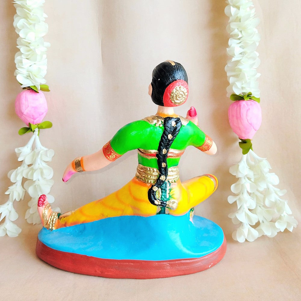 Handcrafted Bharatanatyam Sitting Doll - Traditional Indian Dance Figurine For Home And Temple Decor