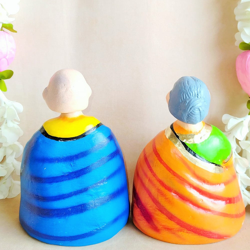 Handcrafted Thatha Paati Small Figurines - Traditional Indian Elderly Couple For Home And Temple Decor