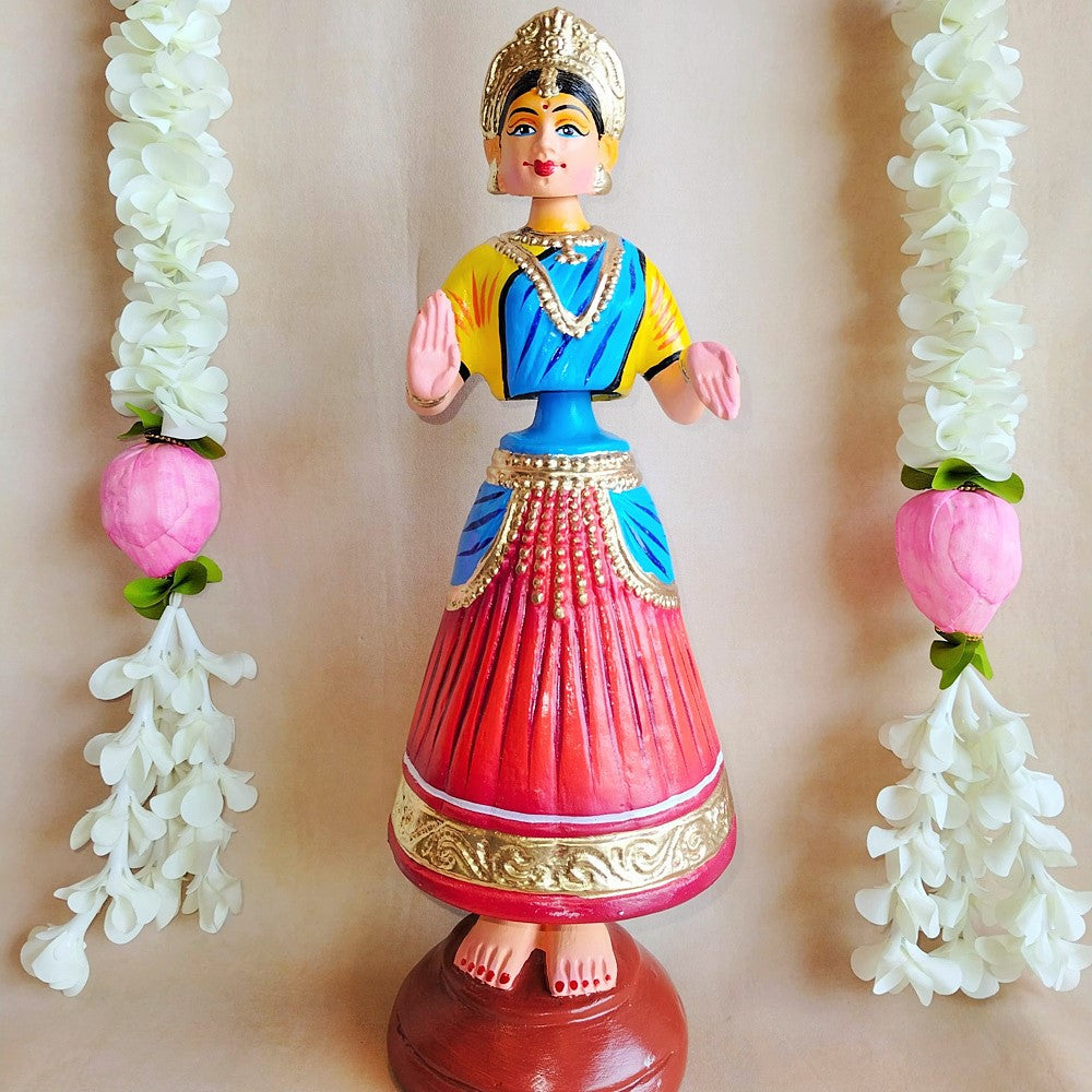5 Mani Dancing Dolls Red - Handcrafted Traditional Indian Dance Figurines For Home Decor