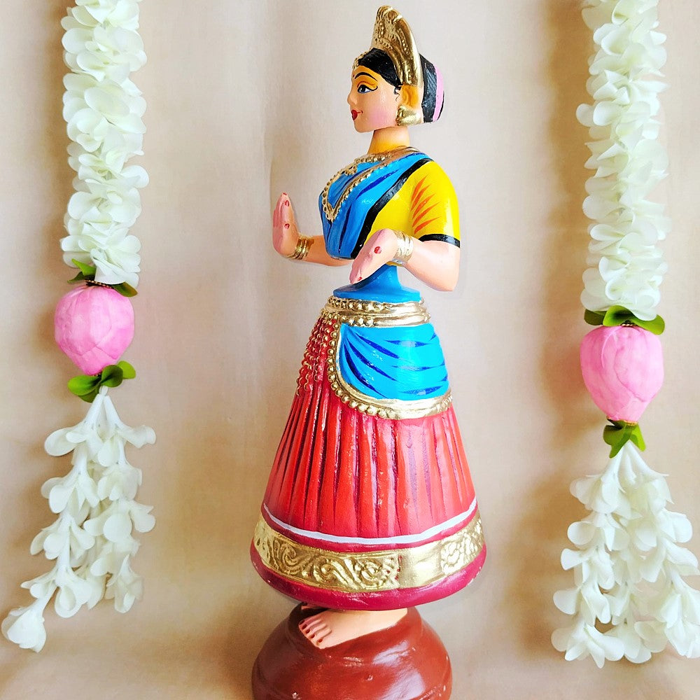 5 Mani Dancing Dolls Red - Handcrafted Traditional Indian Dance Figurines For Home Decor