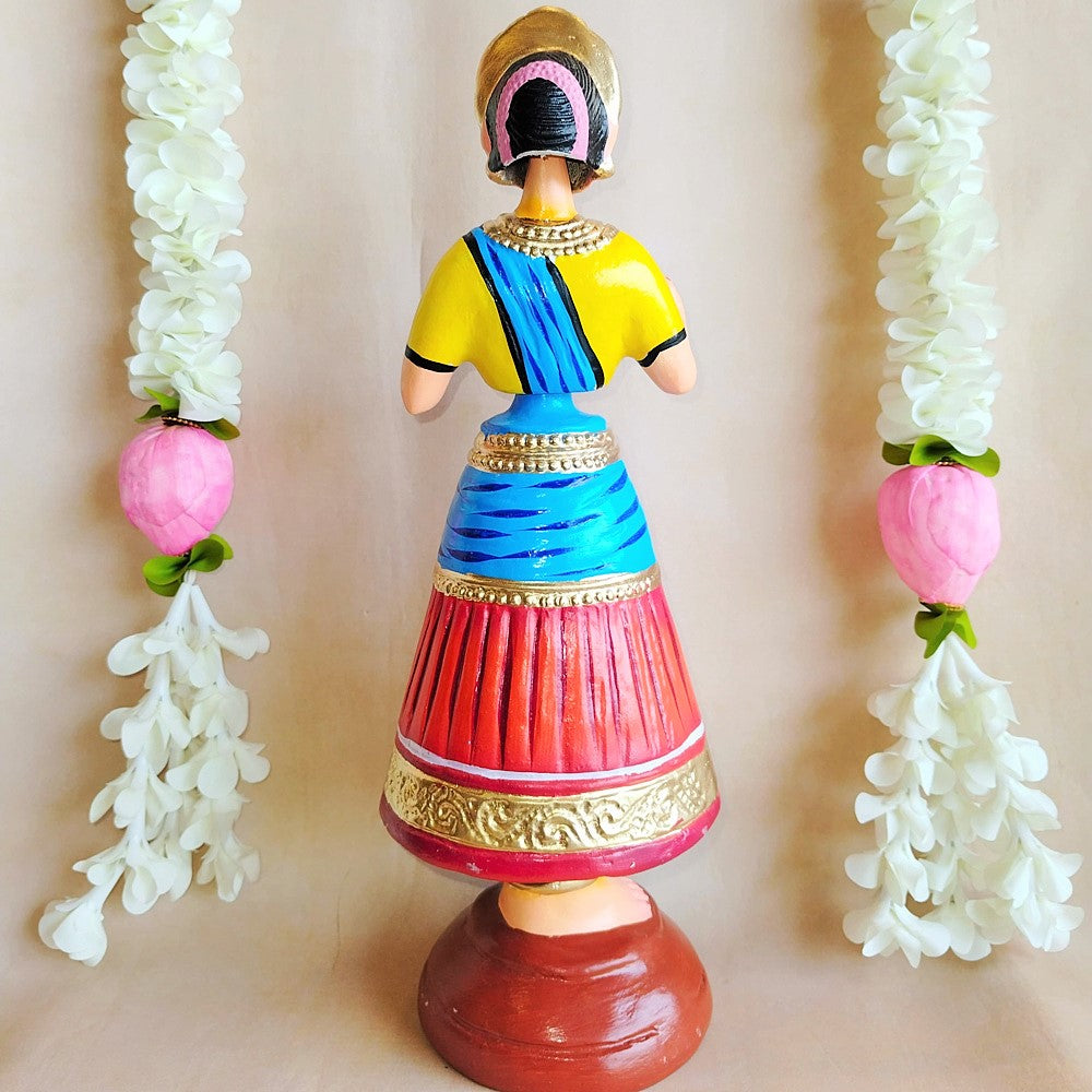 5 Mani Dancing Dolls Red - Handcrafted Traditional Indian Dance Figurines For Home Decor
