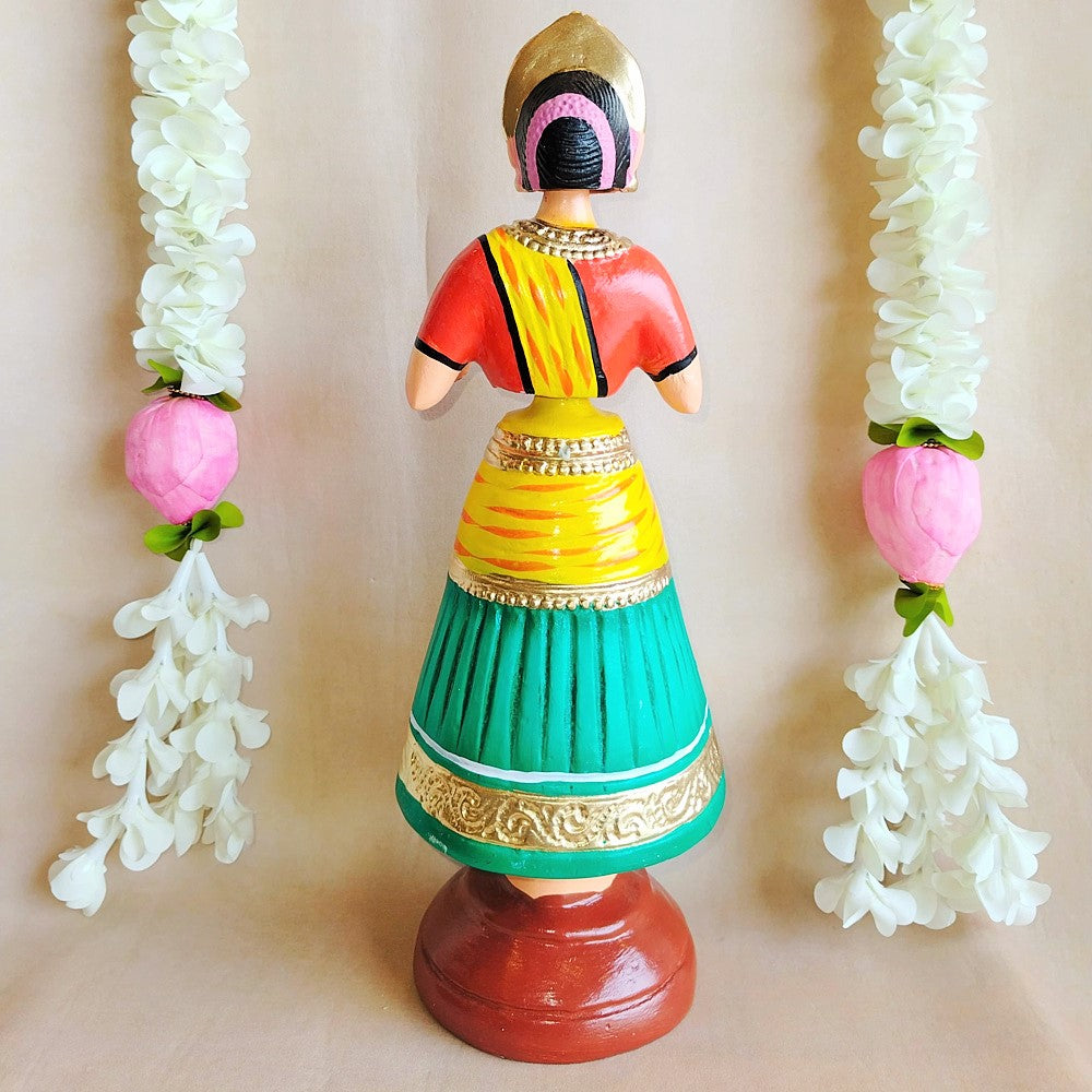 5 Mani Dancing Dolls Green - Handcrafted Traditional Indian Dance Figurines For Home Decor