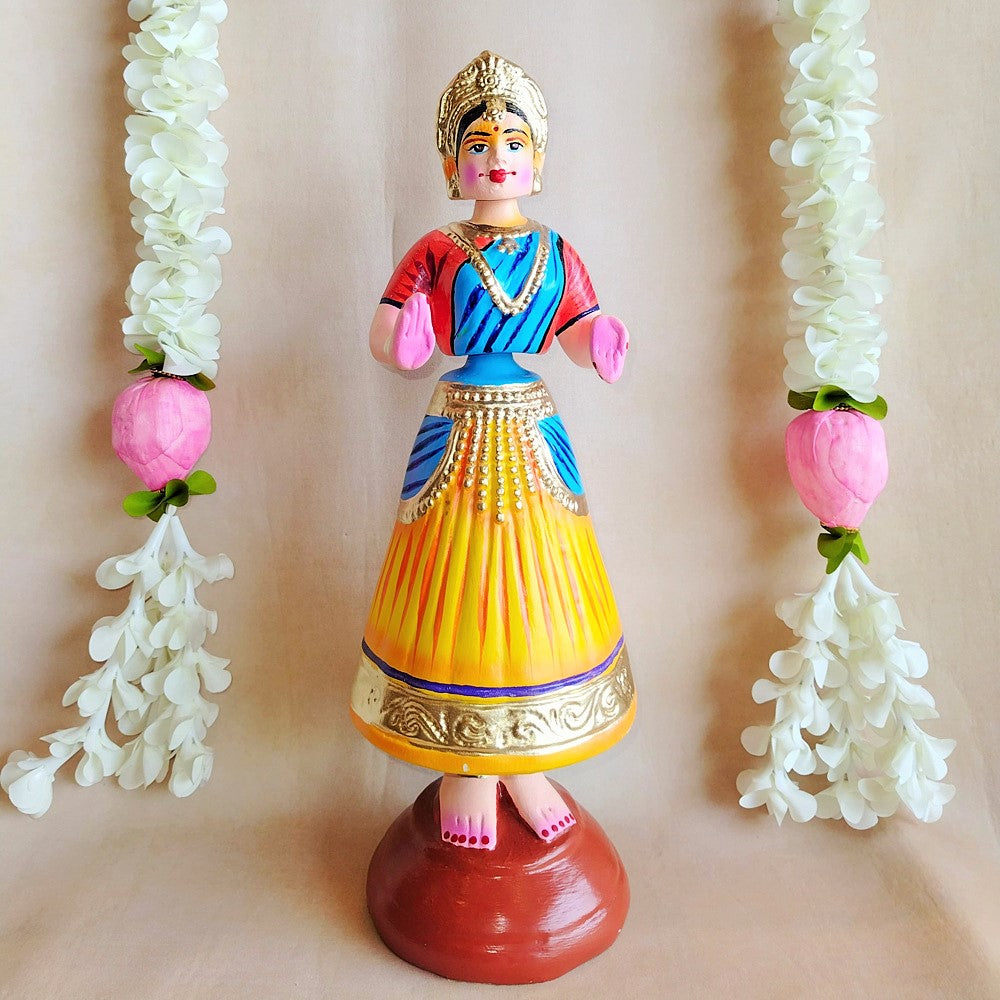5 Mani Dancing Dolls Yellow - Handcrafted Traditional Indian Dance Figurines For Home Decor