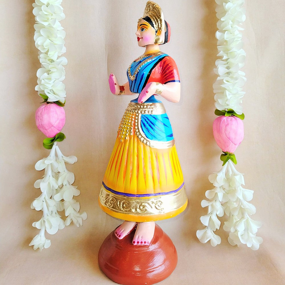 5 Mani Dancing Dolls Yellow - Handcrafted Traditional Indian Dance Figurines For Home Decor