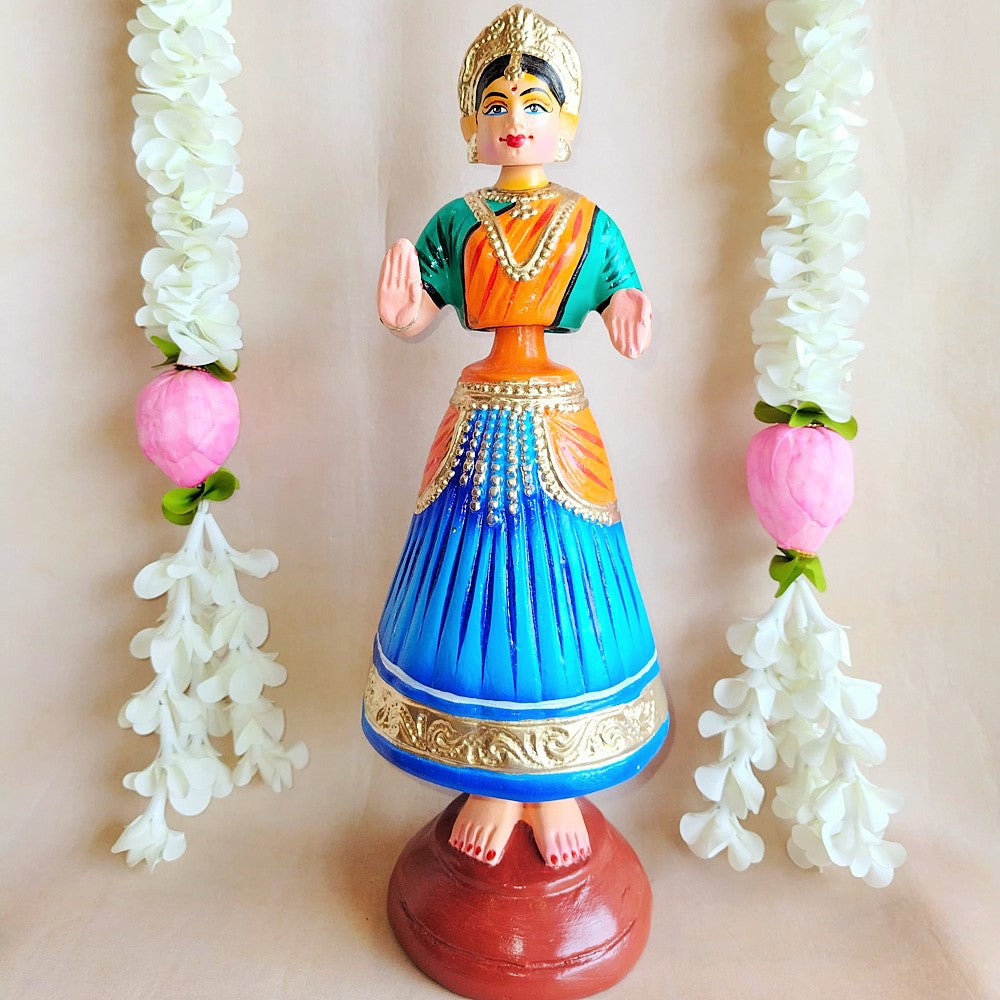5 Mani Dancing Dolls Blue - Handcrafted Traditional Indian Dance Figurines For Home Decor