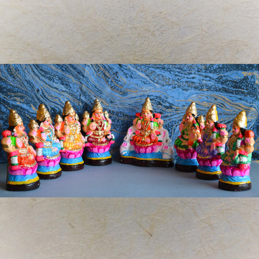 Navaratri Handcrafted Ashta Lakshmi Set Medium Traditional Indian Golu Doll