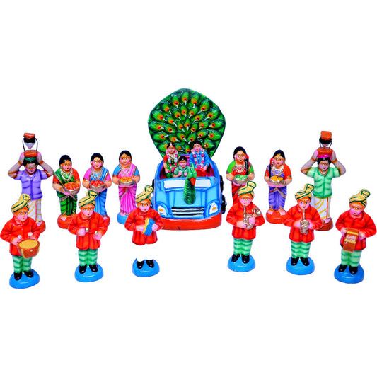 Navaratri Handcrafted Marriage Car Oorvalam Set Traditional Indian Golu Doll