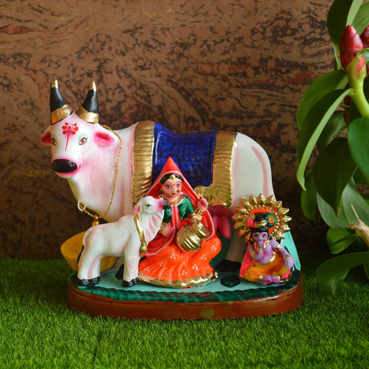 Navaratri Handcrafted Yasodha Krishna Big Cow Traditional Indian Golu Doll