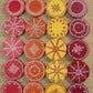 Round Border Design 4"Assorted Designs (Set Of 2) Orange