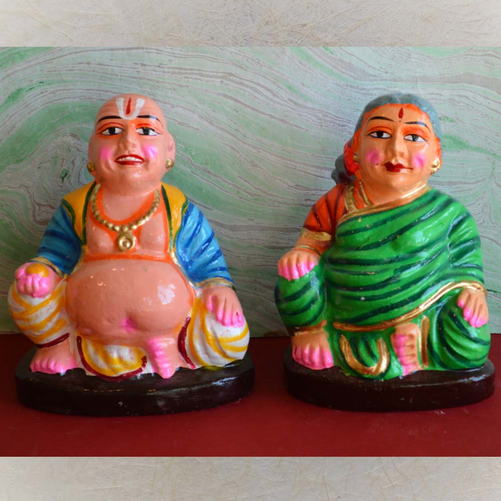 Navarathri Golu Doll Chettiyar And Chettiachi Set (Naamam)