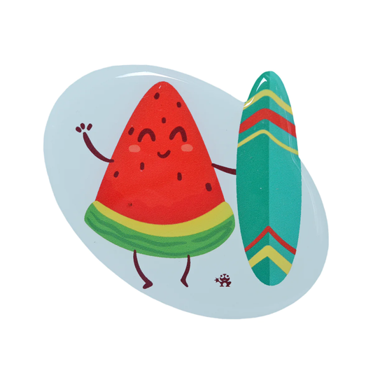 Fridge Magnets Surfing On A Watermelon