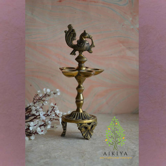 Peacock Lamp Stand Medium 5 Diya