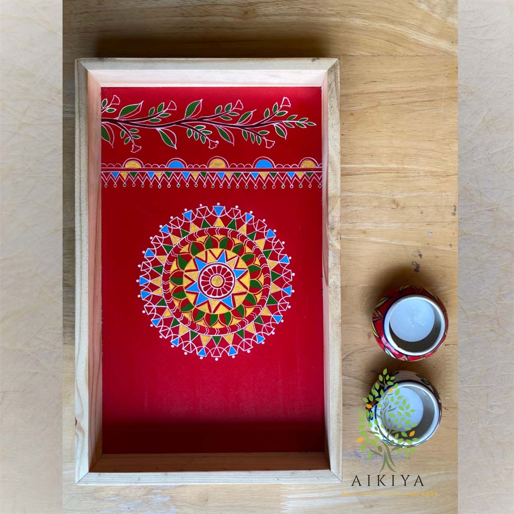 Pattachitra Tray - Red
