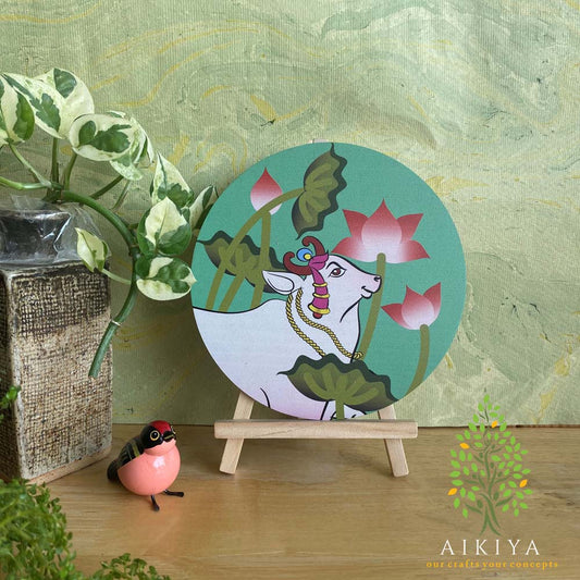Cow with Lotus Blooms - Green (without stand)