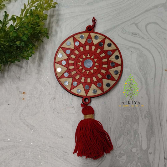 Hanging Ornament - Red and Beige