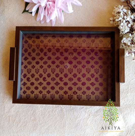 Rectangular Tray - Maroon Brocade