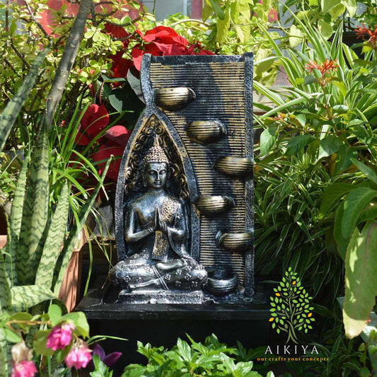 Praying Buddha Fountain with Diyas (store pick up only)