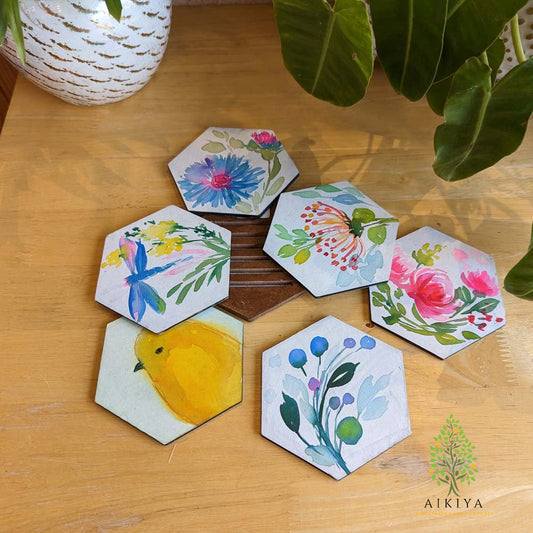 Yellow Warbler - Hexagonal Coasters (Set Of 6 With Stand)