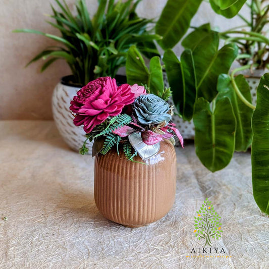 Shola Flower Arrangement - Overture In Two Pinks And Grey