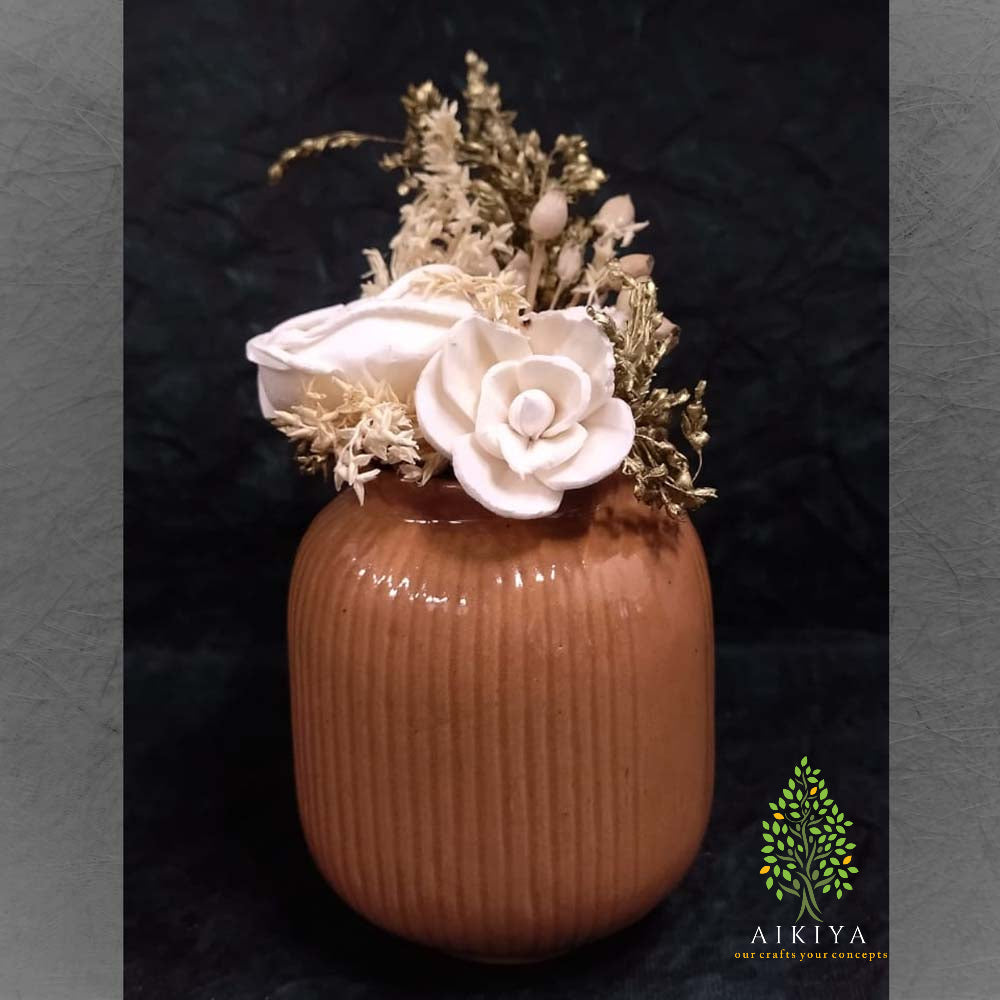 Shola Flower Arrangement - Overture In Cream And Gold