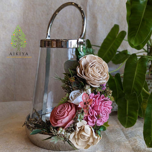 Shola Flower Arrangement - Pastel Posy Lantern