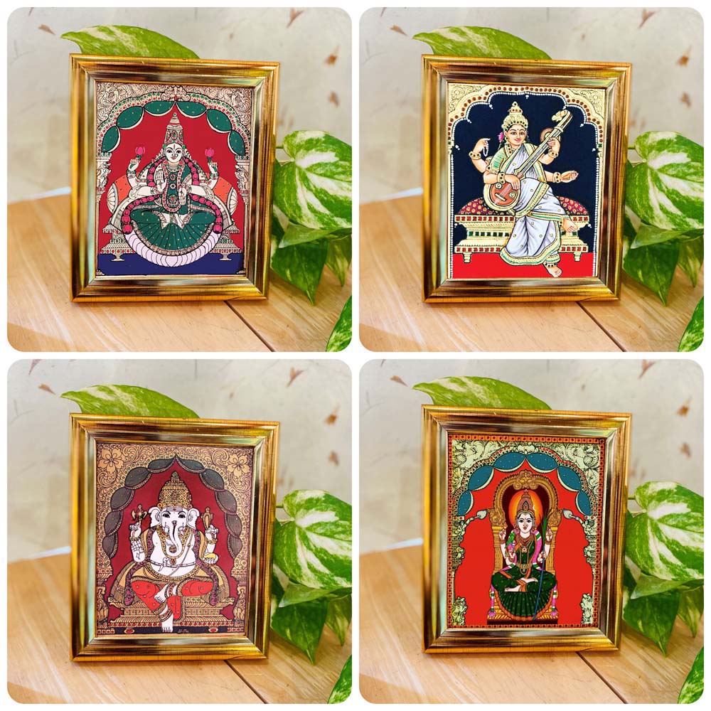 Lakshmi,Ganesh,Saraswathi,Kamakshi-Set Of 4.Individual Gift Box
