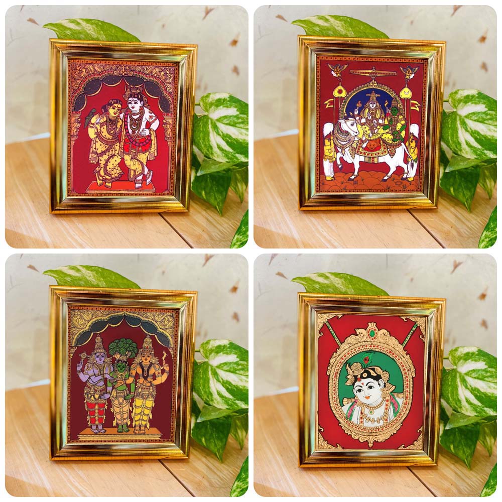 Radha Krishna,Rishaba Vahanam Shiva Parvathi,Meenakshi Kalyanam,Pendant Krishna-Set Of 4.Individual Gift Box Minimum Order Pack 4