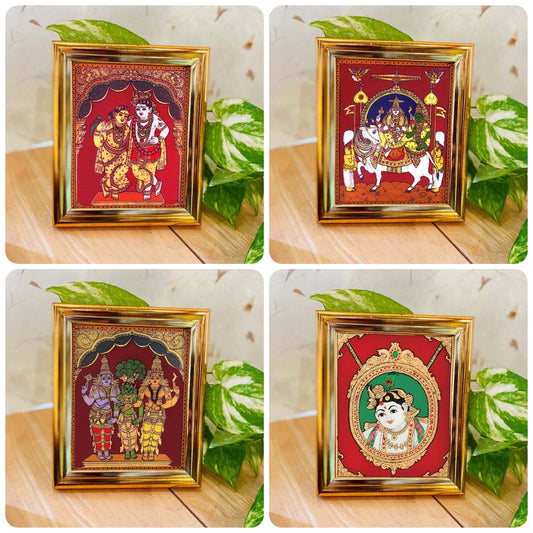 Radha Krishna,Rishaba Vahanam Shiva Parvathi,Meenakshi Kalyanam,Pendant Krishna-Set Of 4.Individual Gift Box