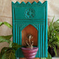Decorative Wooden Niche - Teal & Brick Red (Without Idol)
