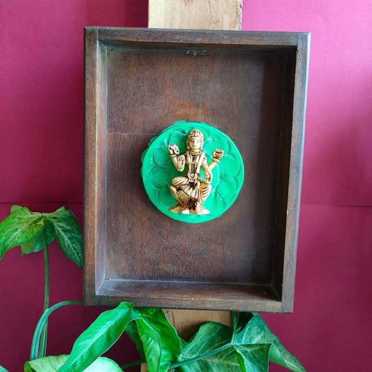 Rectangular Wooden Niche - Green Medallion (Without Idol)