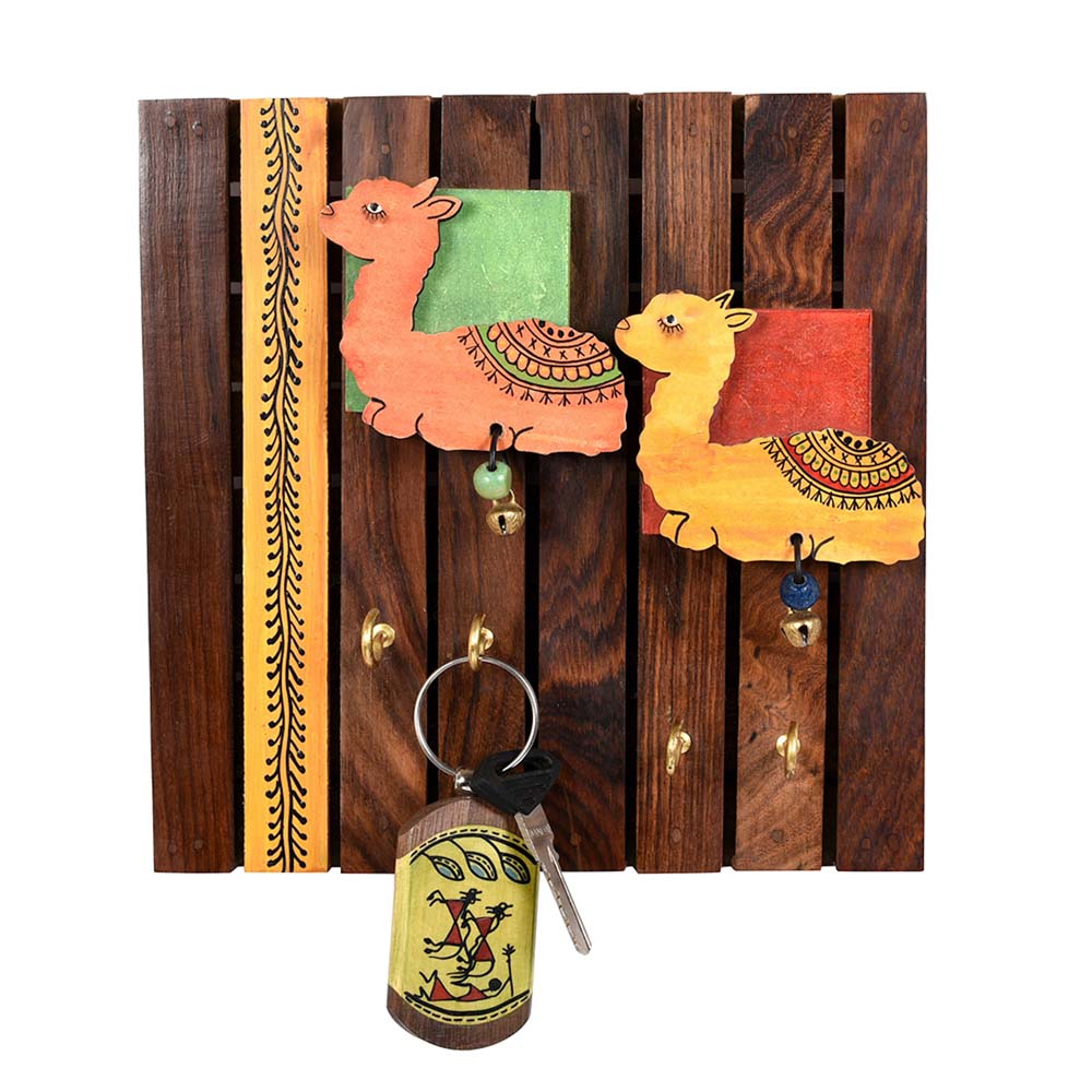Key Holder Handcrafted Tribal Art Alpaca Theme 4 Keys